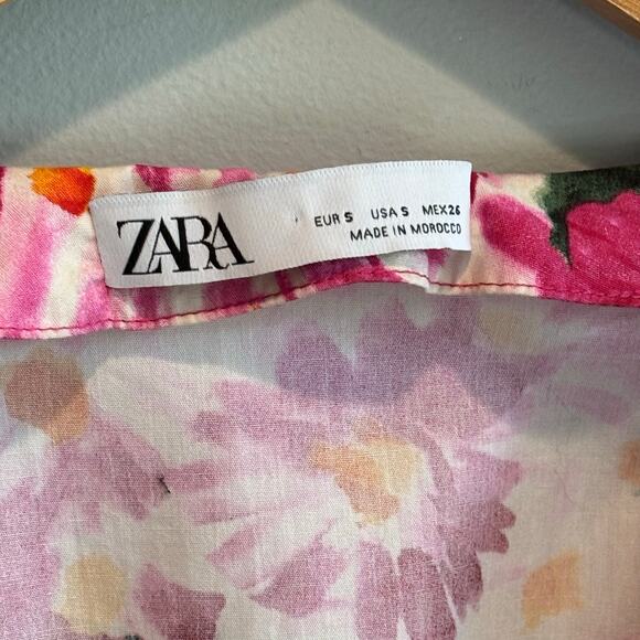 Zara Pink Floral Fit & Flare Midi Dress - size Small - Picture 5 of 7